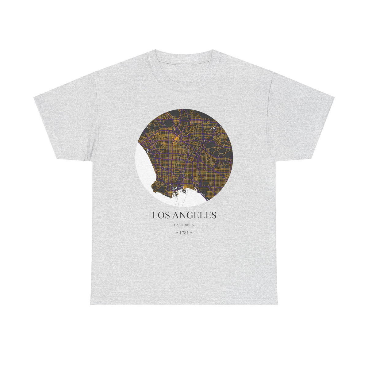 Los Angeles, California 1781 Founders City Map Unisex Heavy Cotton Tee, Express Delivery available