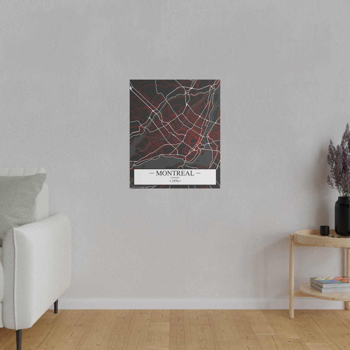 Montreal, Canada 1976, Color Map, Matte Canvas, Stretched, 0.75"