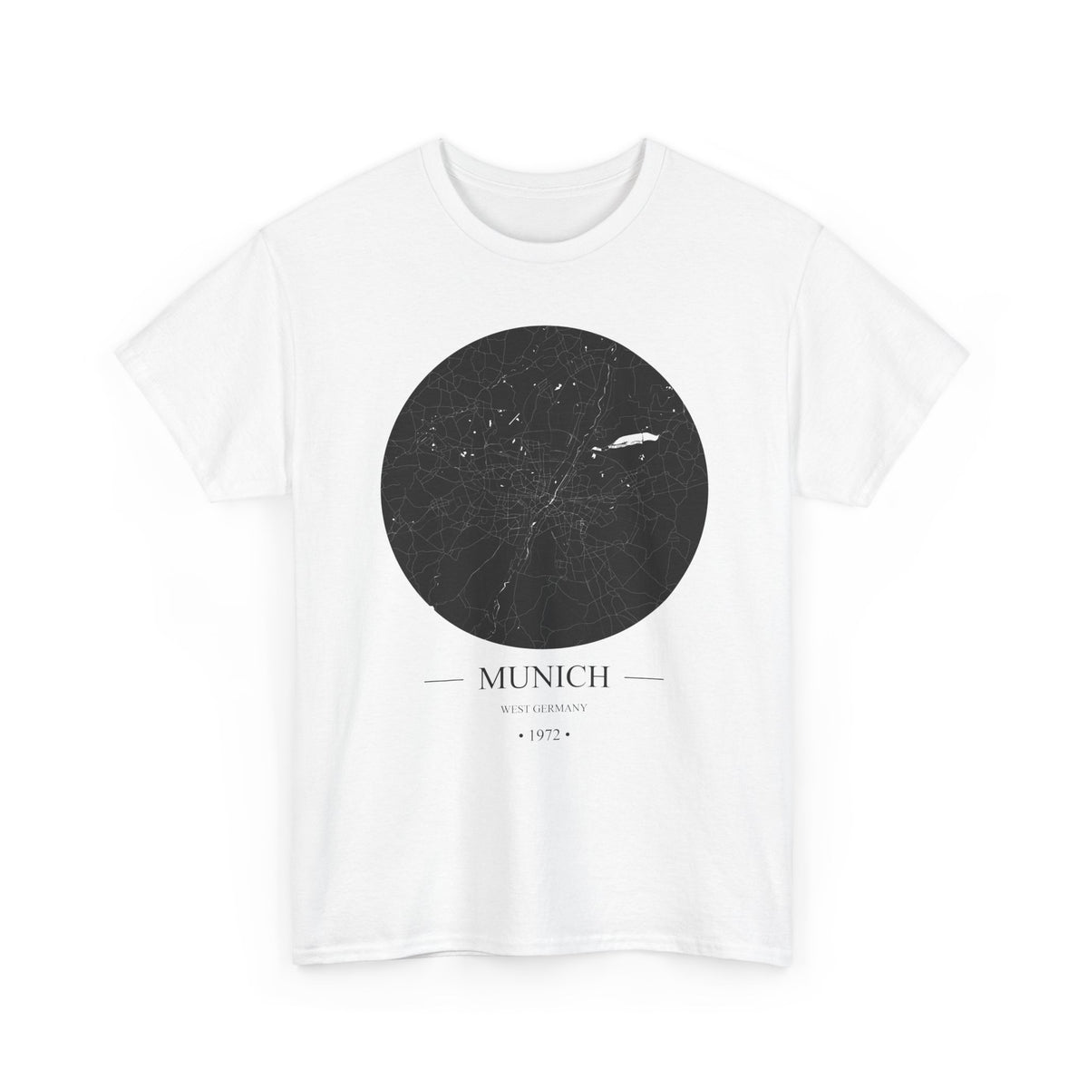 Munich, West Germany 1972 Olympic Host City Map Unisex Heavy Cotton Tee