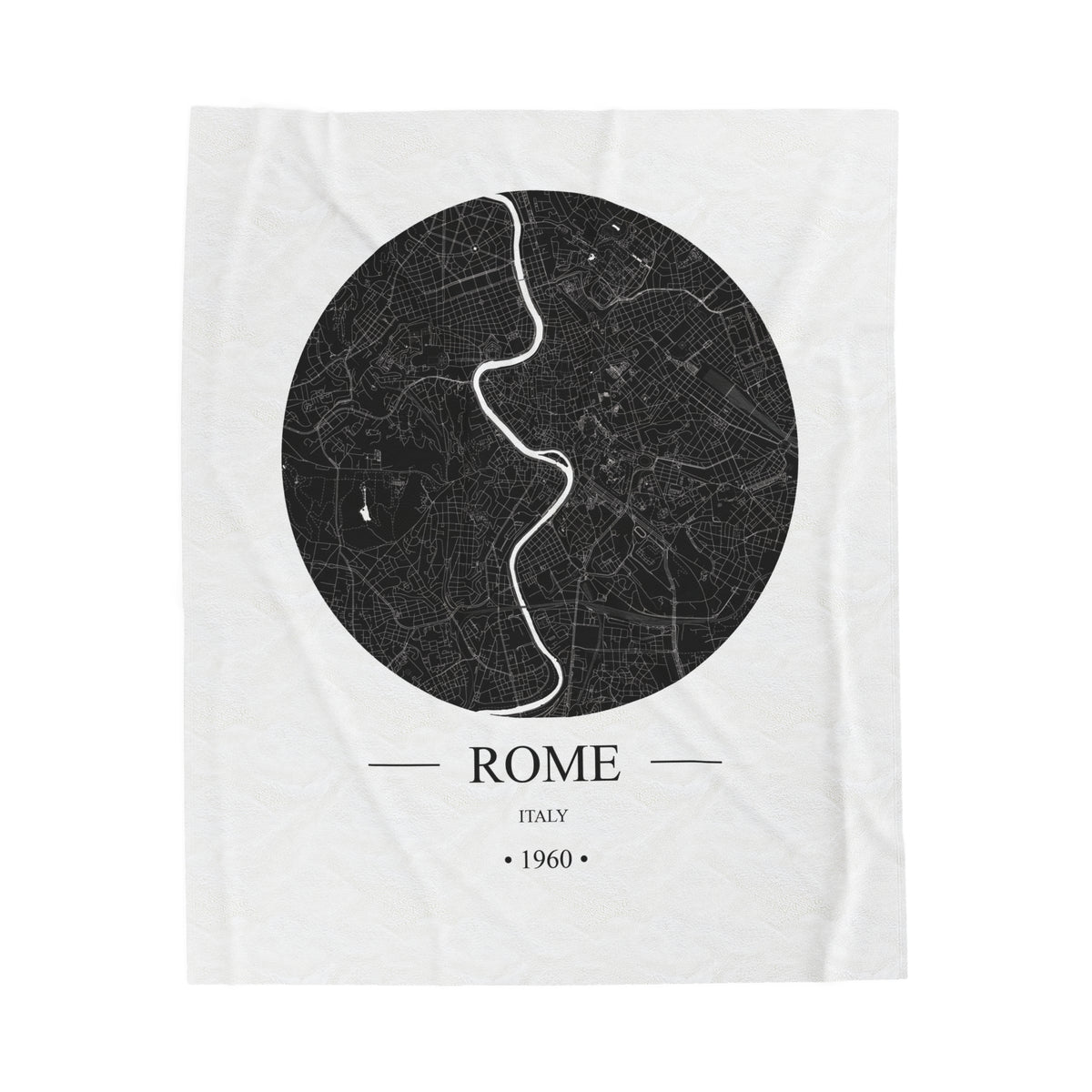 Rome, Italy 1960 Olympic Host City Map Velveteen Plush Blanket