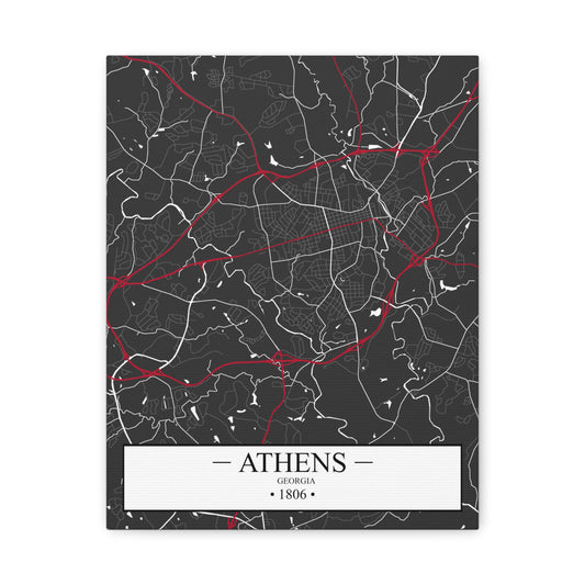 Athens, Georgia 1806 Founders City Map, Matte Canvas Print (Stretched, 1.25")