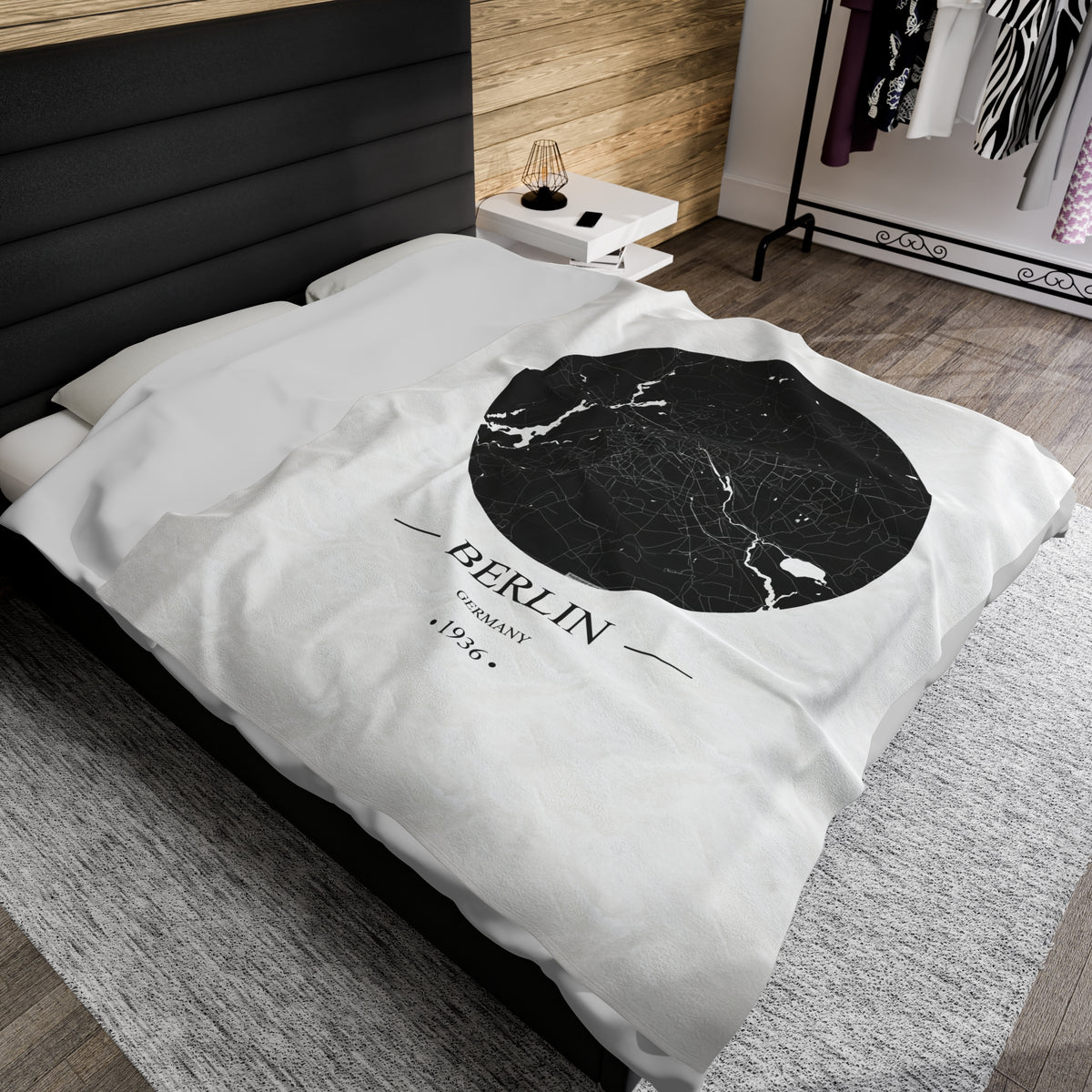 Berlin, Germany 1936 Olympic Host City Map Velveteen Plush Blanket