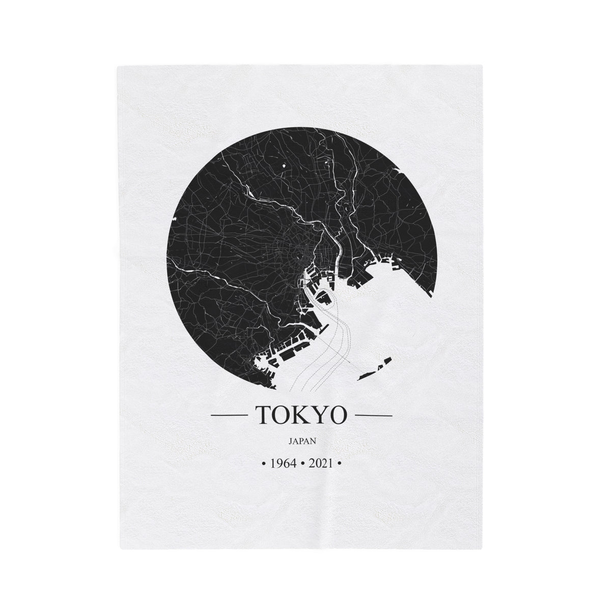 Tokyo, Japan 1964 & 2021 Olympic Host City Map Velveteen Plush Blanket