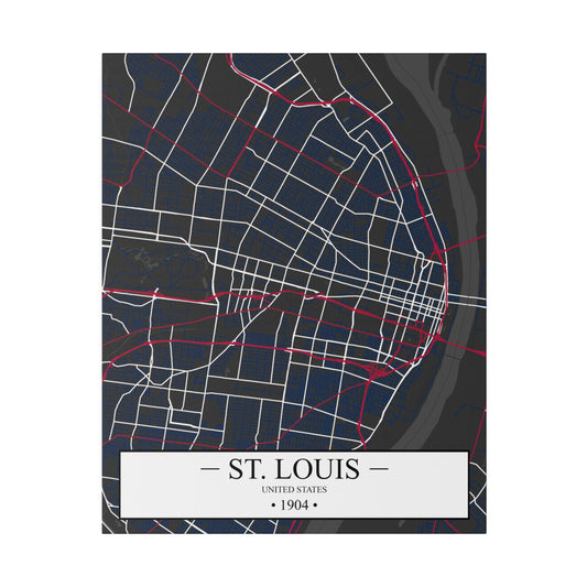 St. Louis, United States 1904, Color Map, Matte Canvas, Stretched, 0.75"