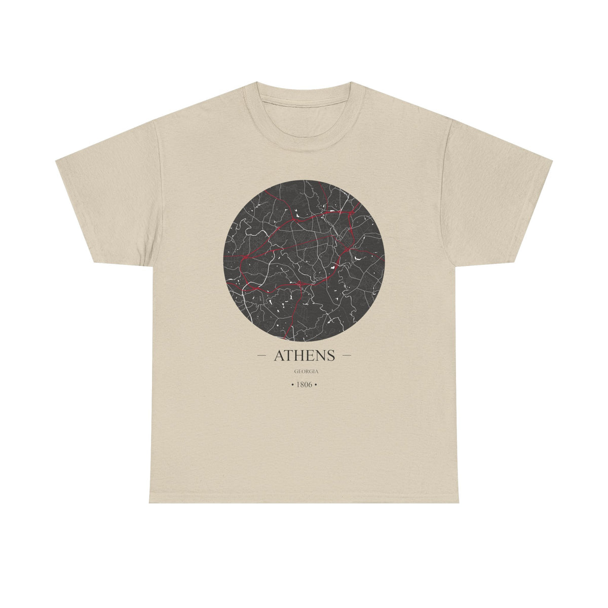 Athens, Georgia 1806 – Founders City Map – Unisex Heavy Cotton Tee, Express Delivery available