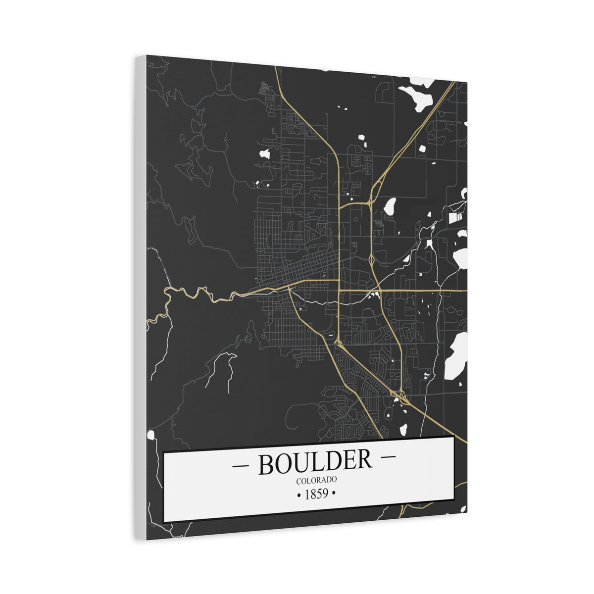 Boulder, Colorado 1871 Founders City Map, Matte Canvas Print (Stretched, 1.25")