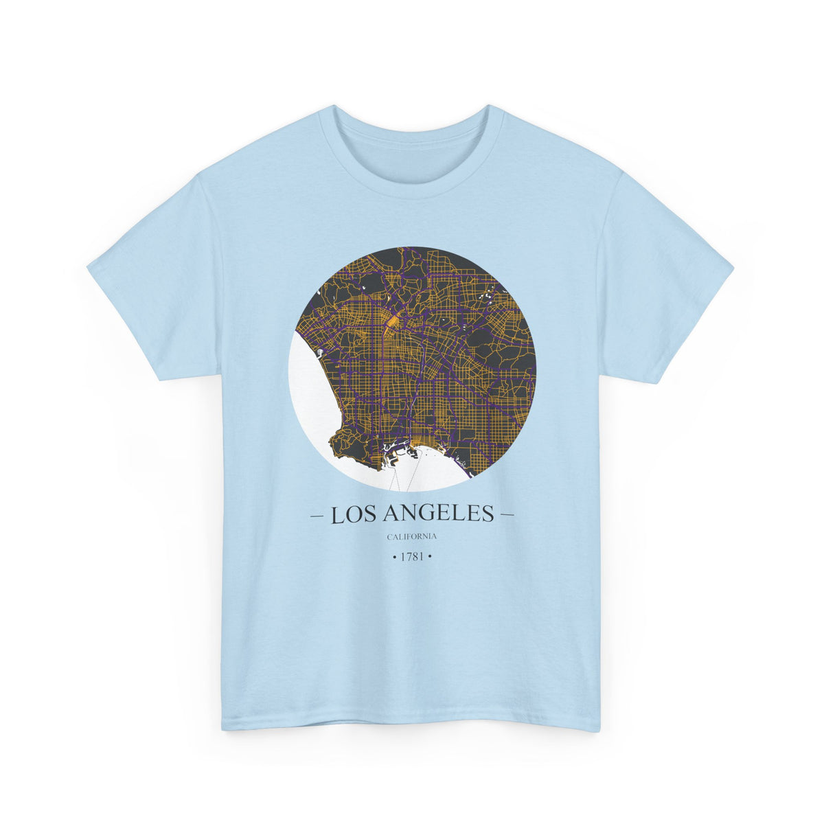 Los Angeles, California 1781 Founders City Map Unisex Heavy Cotton Tee, Express Delivery available