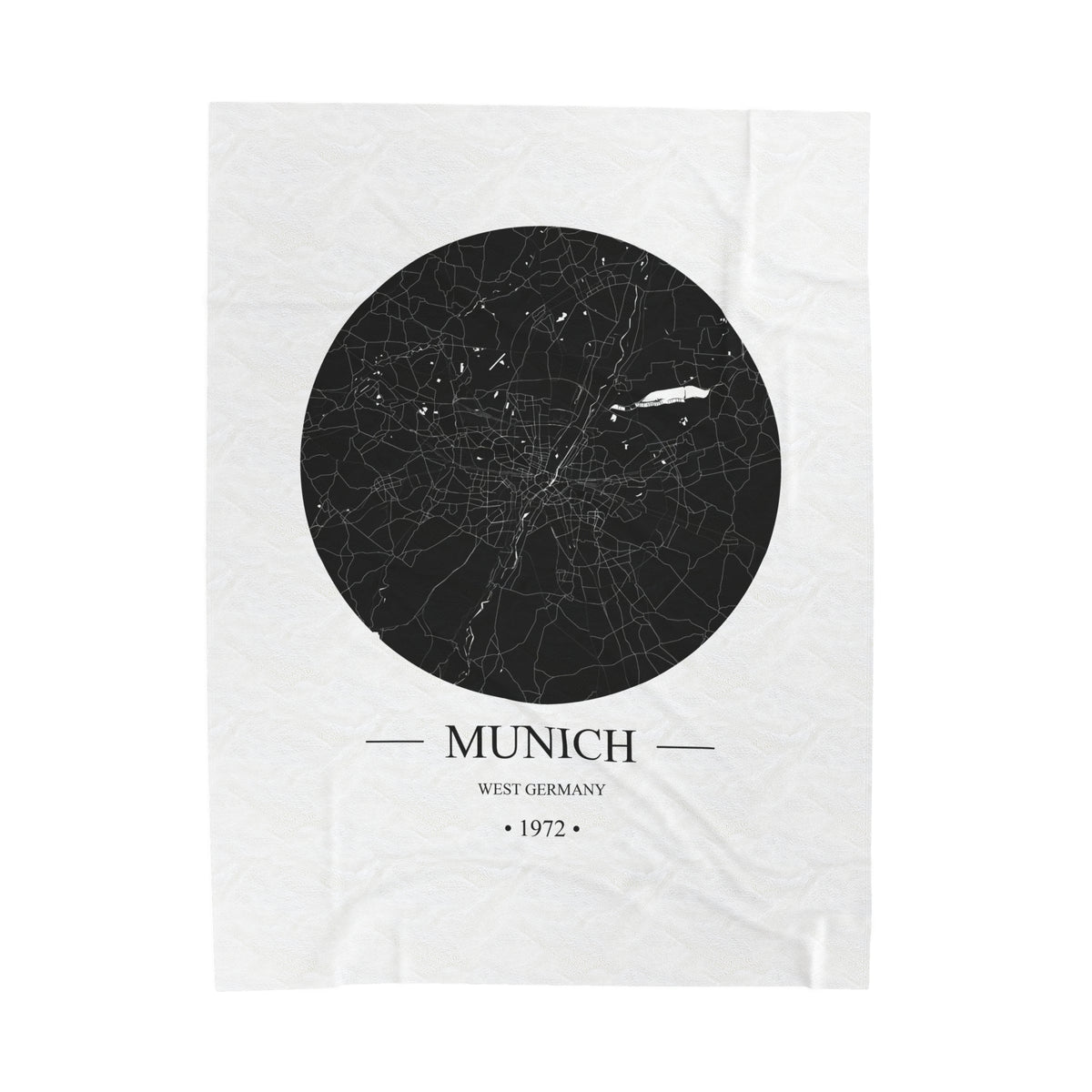 Munich, West Germany 1972 Olympic Host City Map Velveteen Plush Blanket