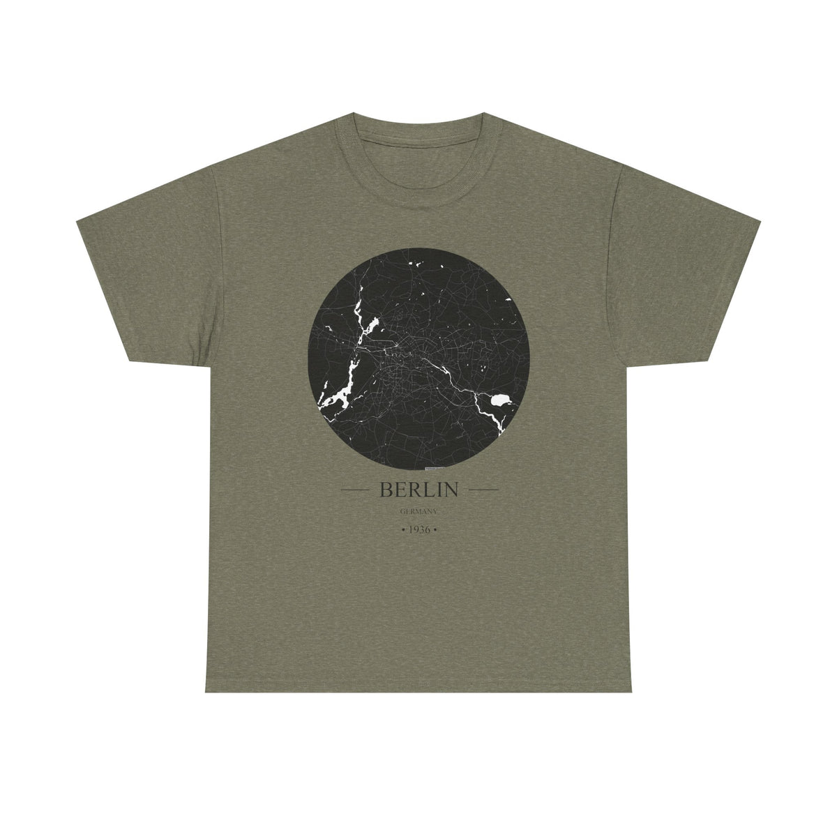 Berlin, Germany 1936 Olympic Host City Map Unisex Heavy Cotton Tee