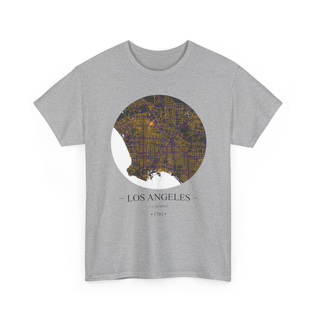 Los Angeles, California 1781 Founders City Map Unisex Heavy Cotton Tee, Express Delivery available