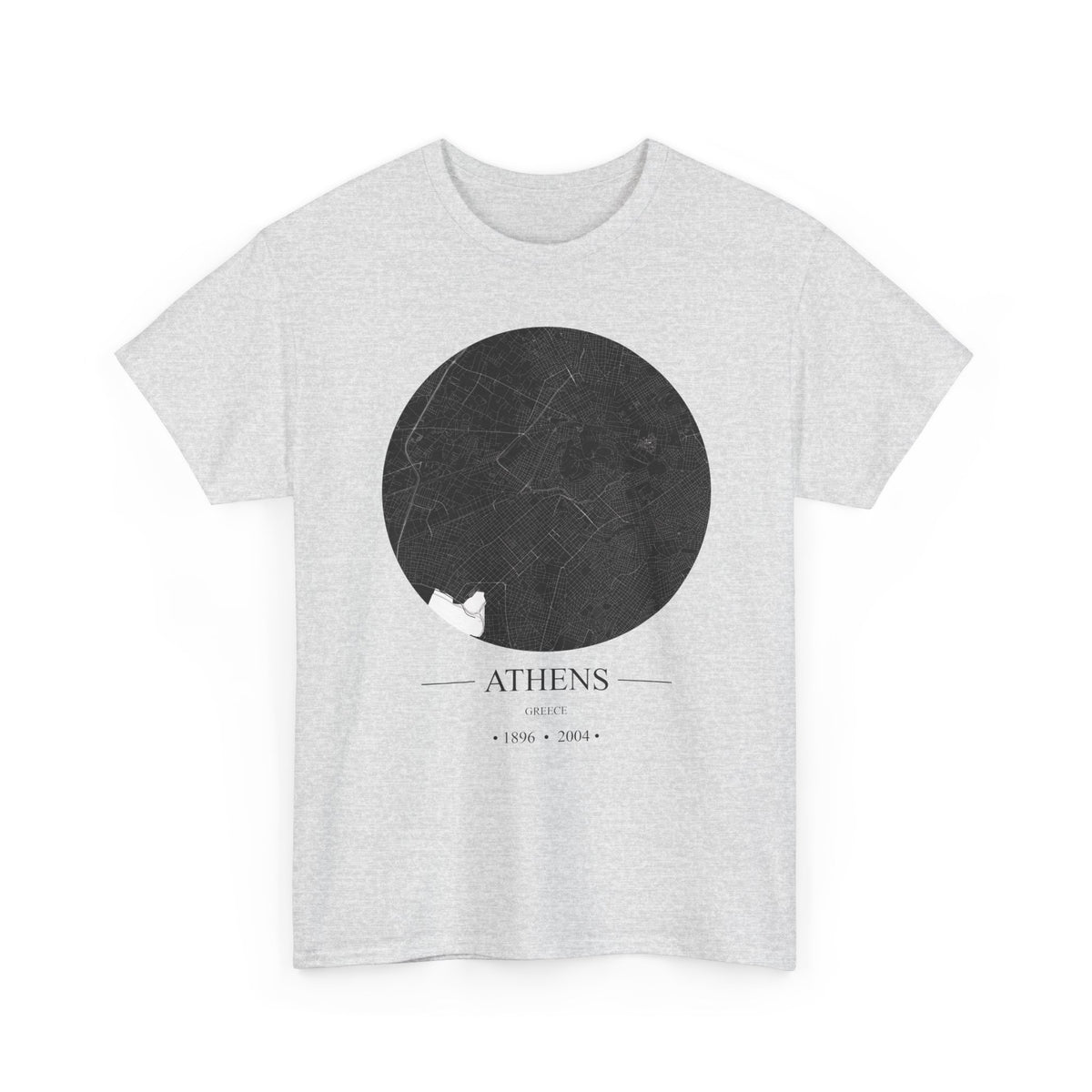 Athens, Greece 1896 & 2004 Olympic Host City Map Unisex Heavy Cotton Tee