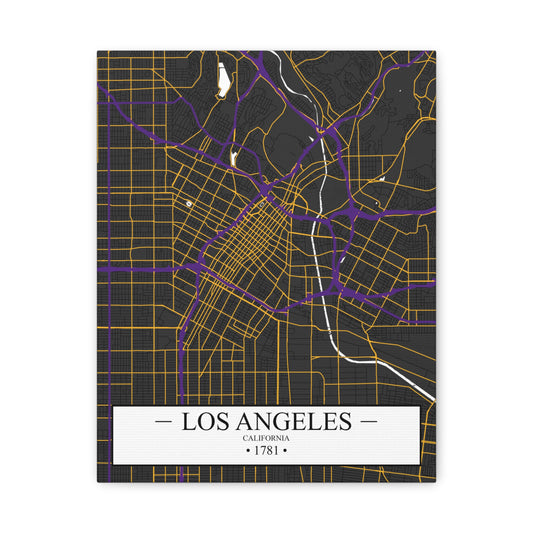 Los Angeles, California 1781 Founders City Map, Matte Canvas Print (Stretched, 1.25")