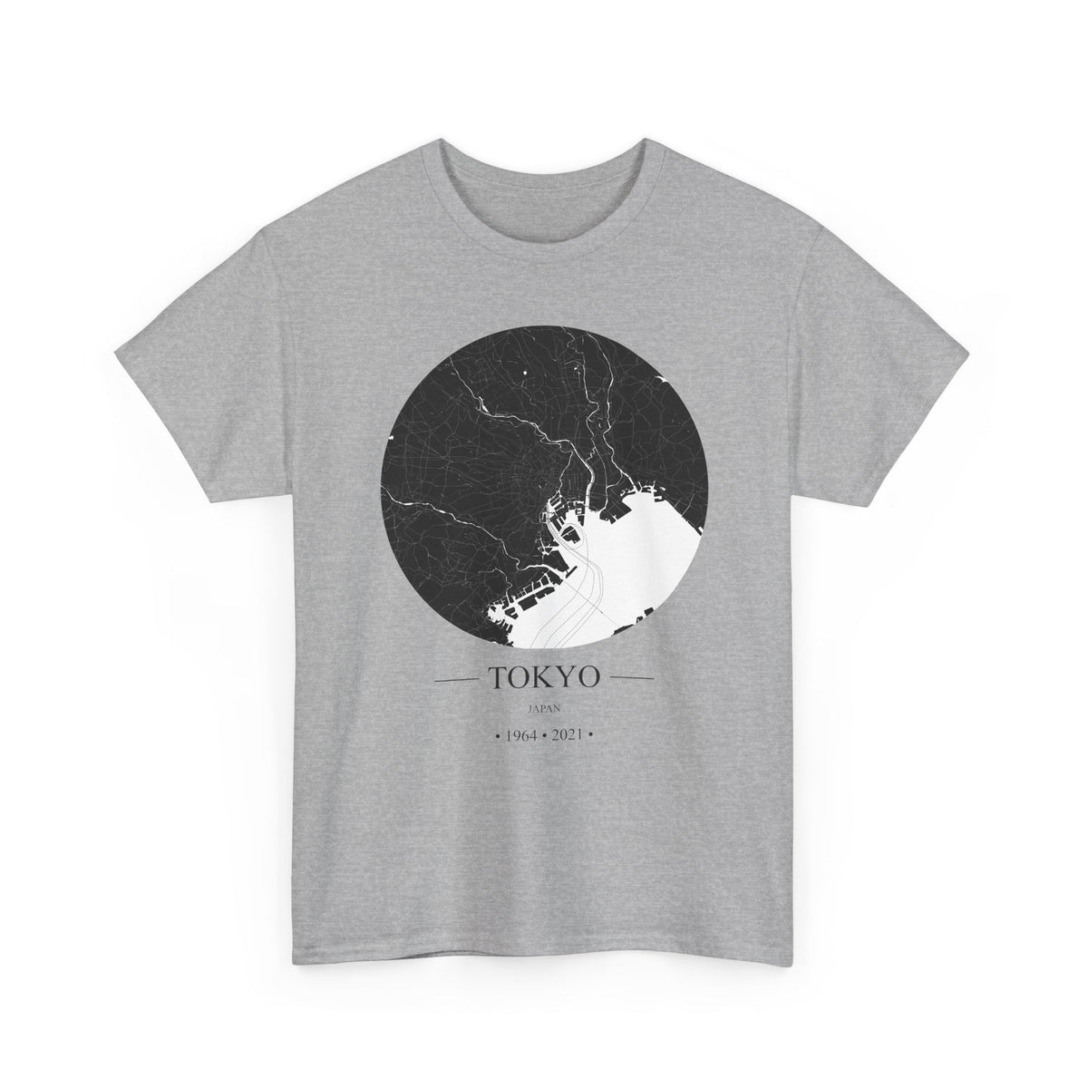 Tokyo, Japan 1964 & 2021 Olympic Host City Map Unisex Heavy Cotton Tee