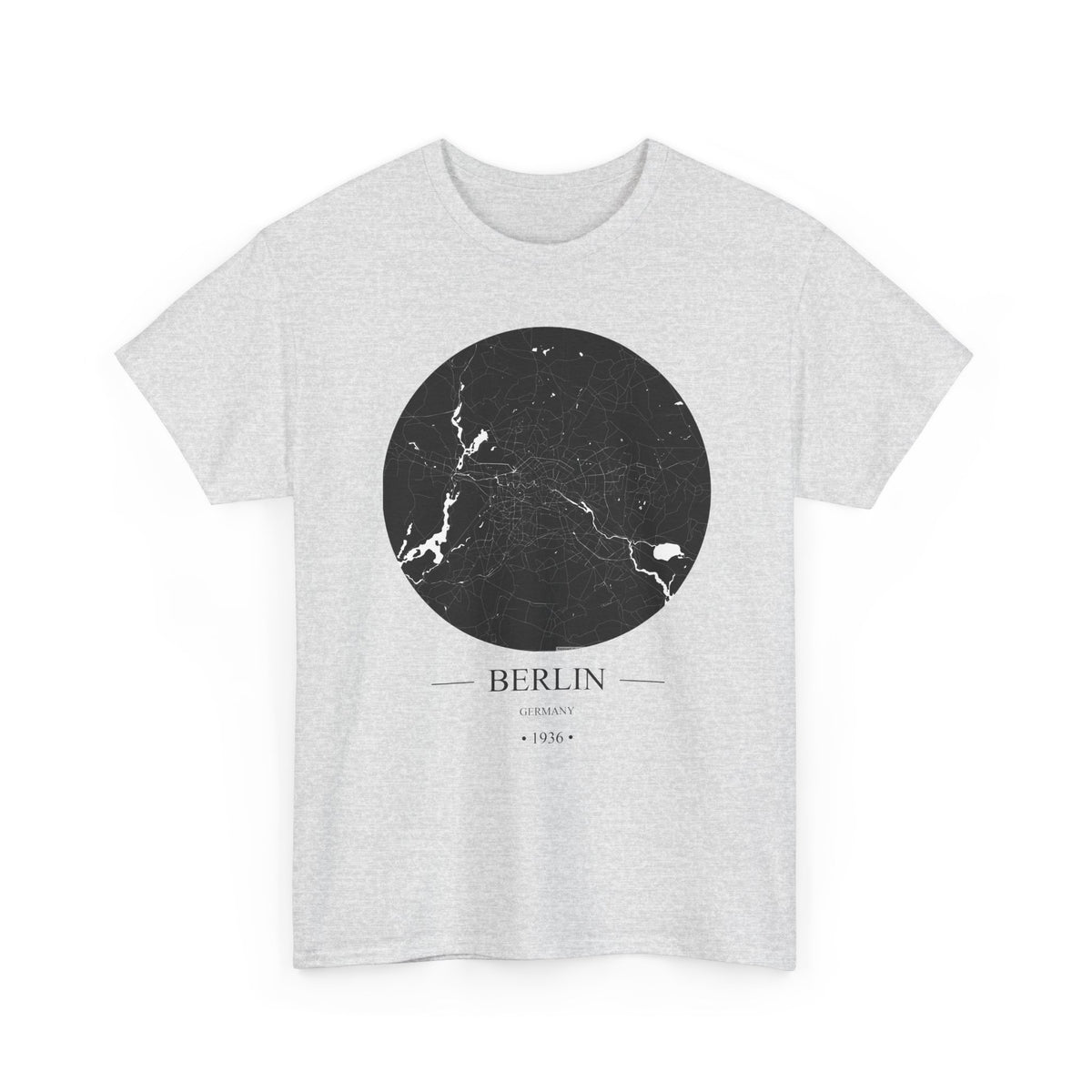 Berlin, Germany 1936 Olympic Host City Map Unisex Heavy Cotton Tee