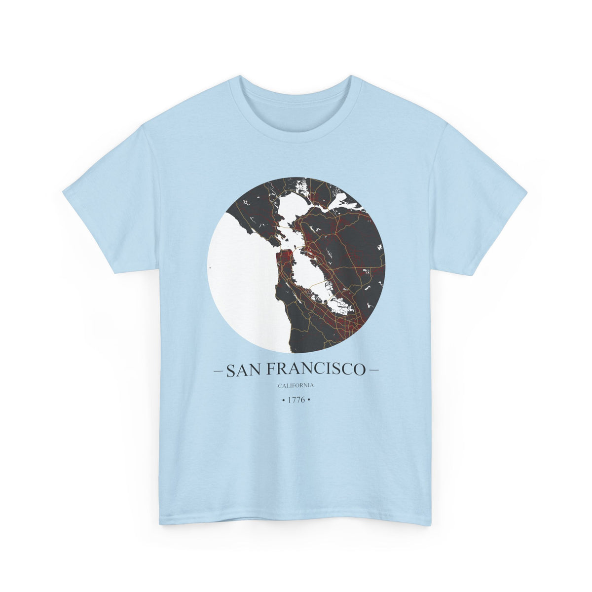 San Francisco, California 1776 Founders City Map Unisex Heavy Cotton Tee, Express Delivery available