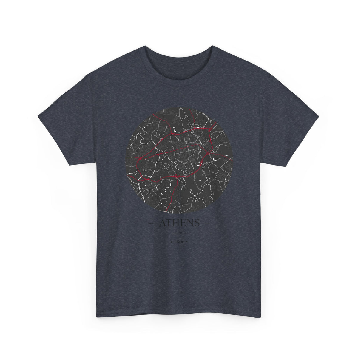 Athens, Georgia 1806 – Founders City Map – Unisex Heavy Cotton Tee, Express Delivery available