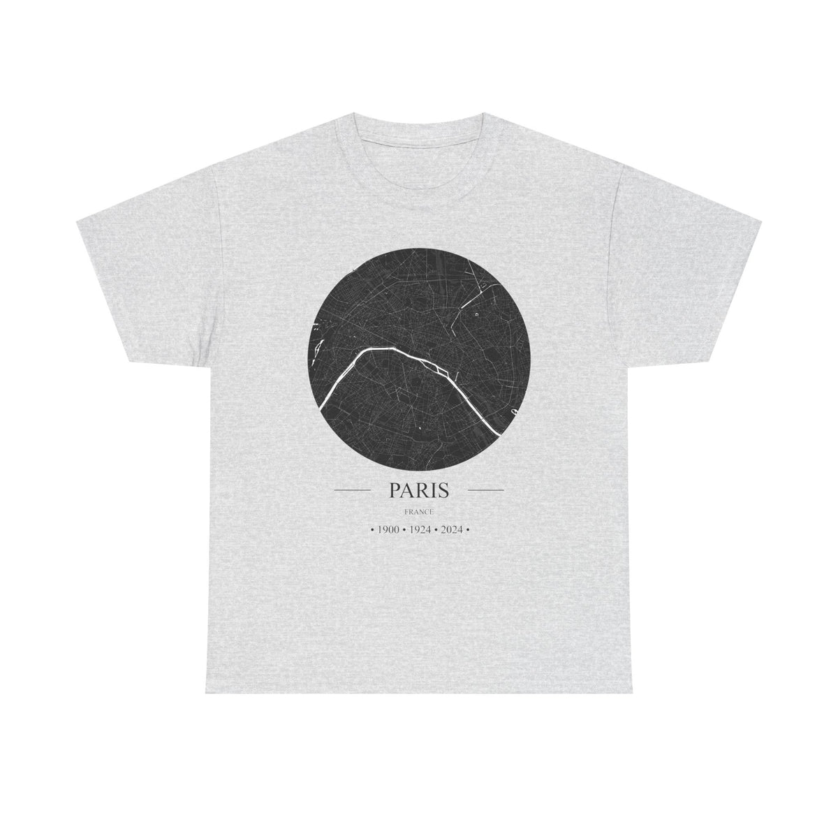 Paris, France 1900, 1924 & 2024 Olympic Host City Map Unisex Heavy Cotton Tee