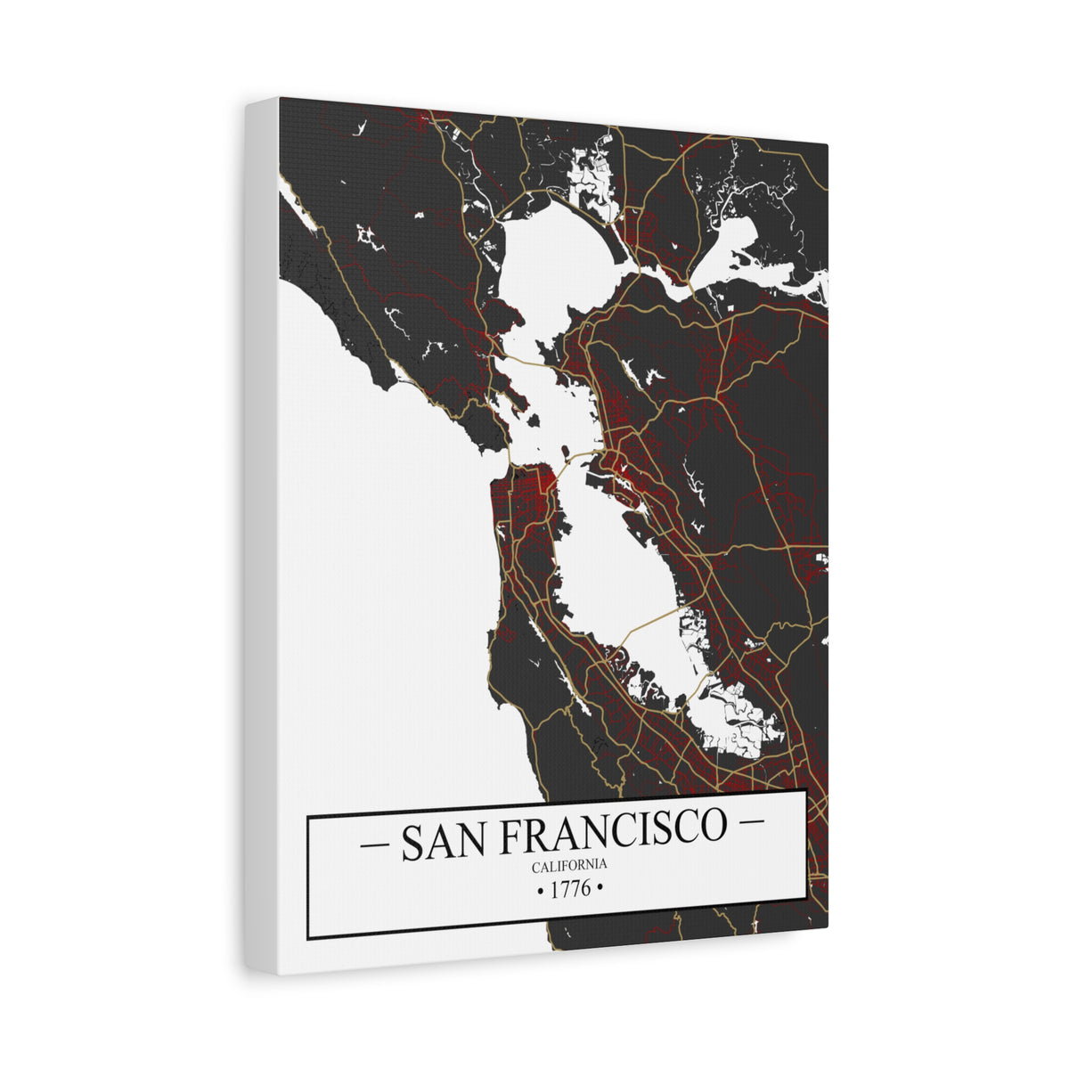 San Francisco, California 1776 Founders City Map, Matte Canvas Print (Stretched, 1.25")