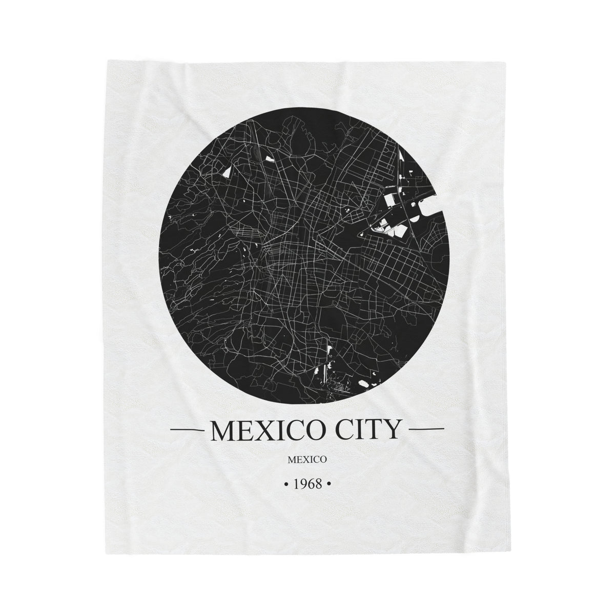 Mexico City, Mexico 1968 Olympic Host City Map Velveteen Plush Blanket