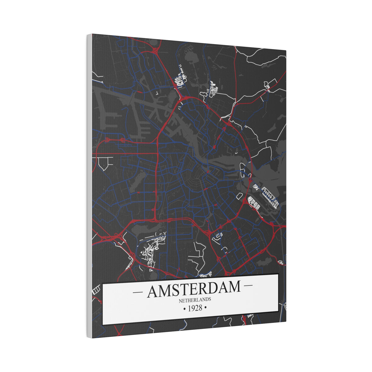 Amsterdam, Netherlands 1928, Color Map, Matte Canvas, Stretched, 0.75"